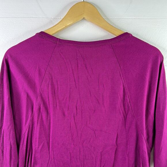 AMERICAN EAGLE Purple Ribbed 3/4 Sleeve Dolman Style Scoop Neck Top Shirt XS - Picture 3 of 8